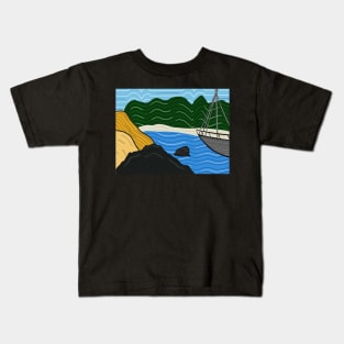 Carolina Beach North Carolina Abstract Landscape Lineart Kids T-Shirt